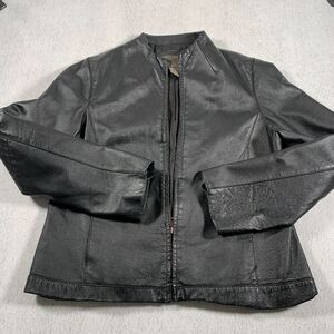 John Paul Richard Leather Jacket Womens 10 Black Uniform Full Zip Casual‎